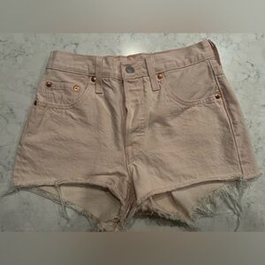 Levi's Pink Jean Shorts High-Waisted Frayed Hem